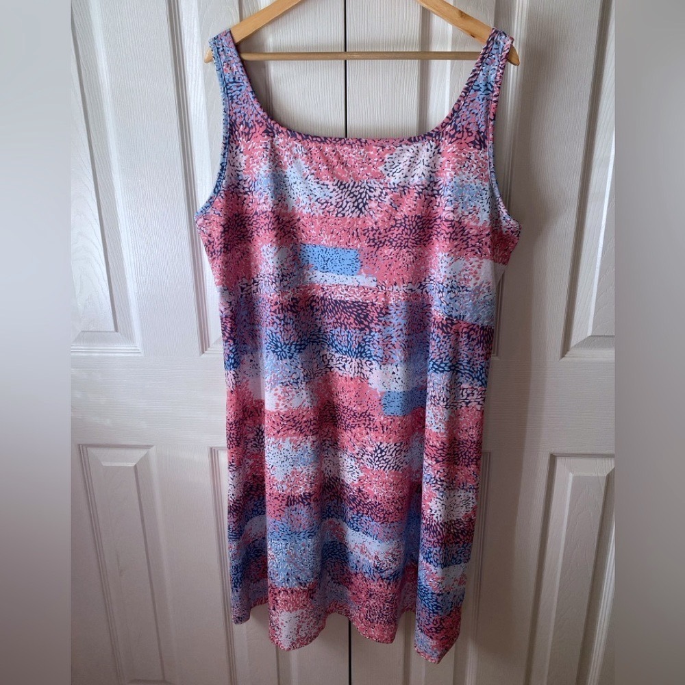 Columbia PFG Omni-Freeze Blue/Pink Abstract Floral Performance‎ Sun Dress SZ 2X